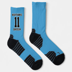 Sports Team Number Name Light Blue Dotted Soccer Socks