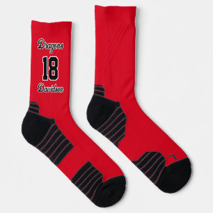 Sports Team Number Name Script Red Baseball Socks