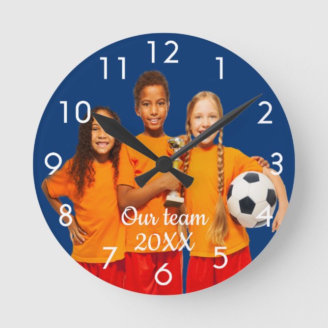 Sports team photo kids round clock (Front)