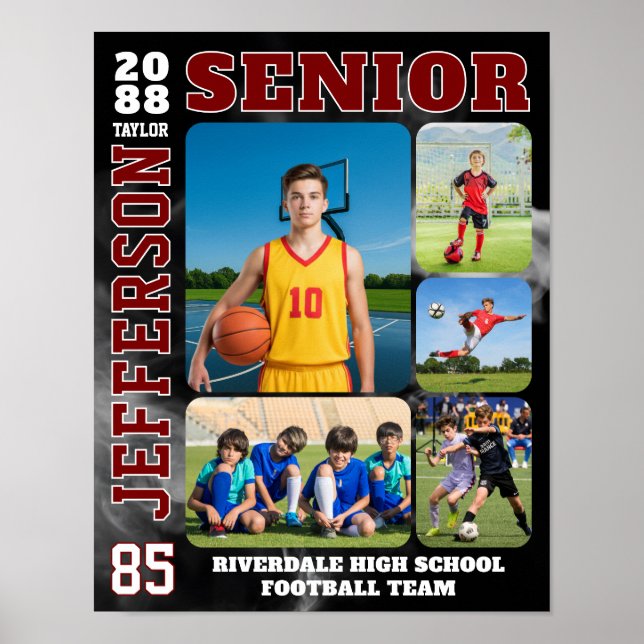 Sports Team Player Senior Night Photo Collage Poster (Front)