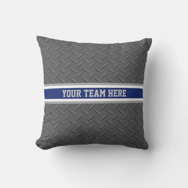 Sports Team Pride - Blue, White & Grey Metal Throw Cushion (Front)