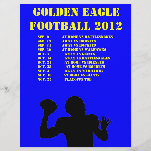 Sports team schedule flyer (Front)