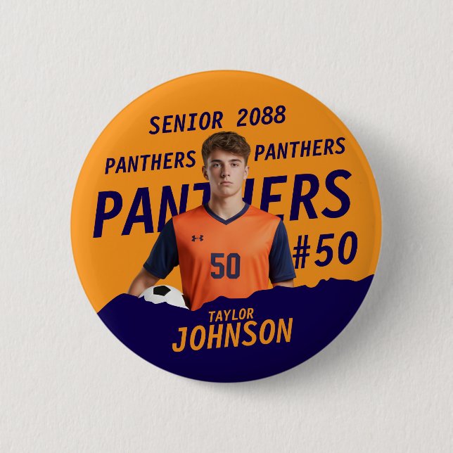Sports Team Senior Night Editable Colour Button (Front)