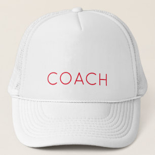 Sports Team Spirit COACH Gift Custom text Red  Trucker Hat