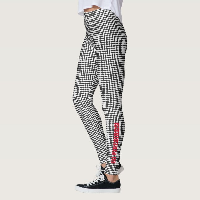 Sports Team Spirit GO School NAME Chequered Fun Leggings (Left)
