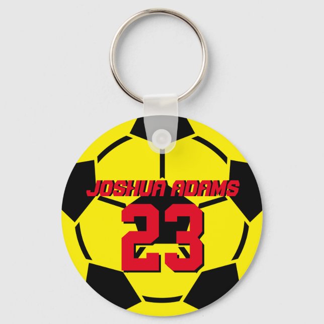 Sports Team Yellow Soccer Ball Keychain (Front)