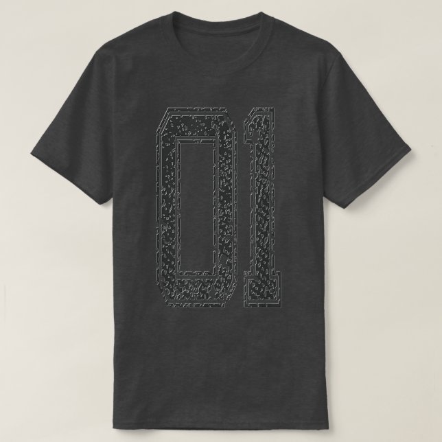 Sports TeamNumber 01Year 2001Midnight Black  T-Shirt (Design Front)