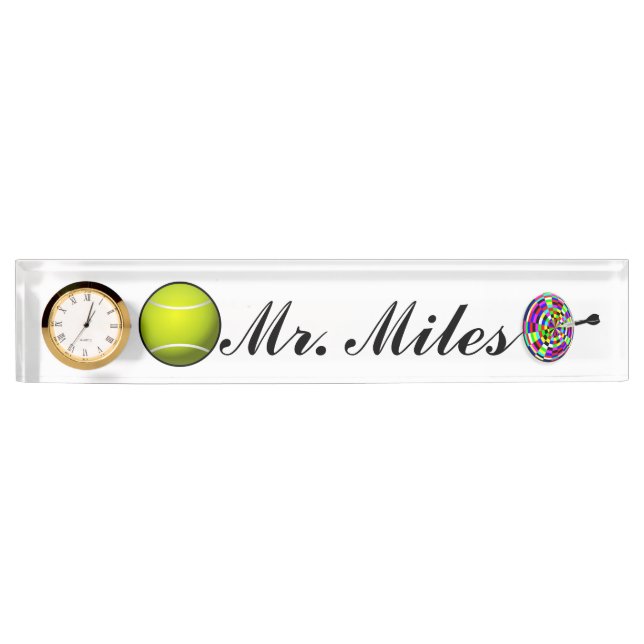 Sports Tennis Darts Office Art Honour Peace Love Nameplate (Front)