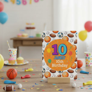 Sports Theme 10th Birthday Invitation