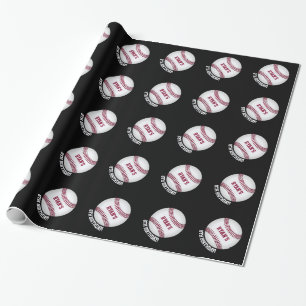 Sports Theme Baseball Birthday Personalised Name Wrapping Paper