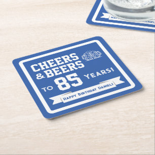 Sports Theme Beers and Cheers Birthday Party Square Paper Coaster
