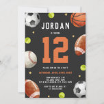 Sports Theme Boys Modern Birthday Party  Invitation<br><div class="desc">More Fun Theme Birthday Invitations Themes in the Little Bayleigh Store!</div>