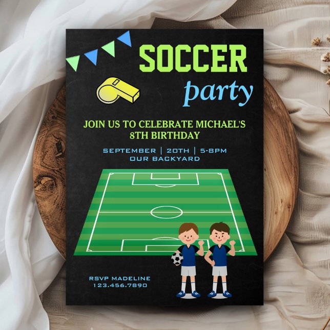 Sports Theme Boys Soccer Birthday Party Invitation (Creator Uploaded)