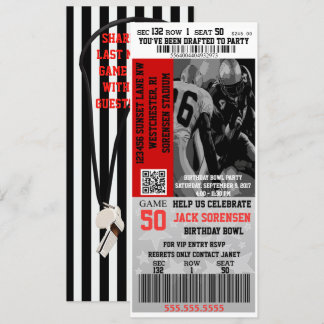 Sports Theme Football Ticket Birthday Party Invitation