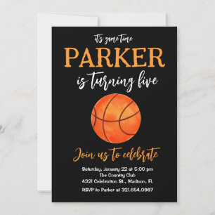 Sports Theme Game Basketball Birthday Invitation