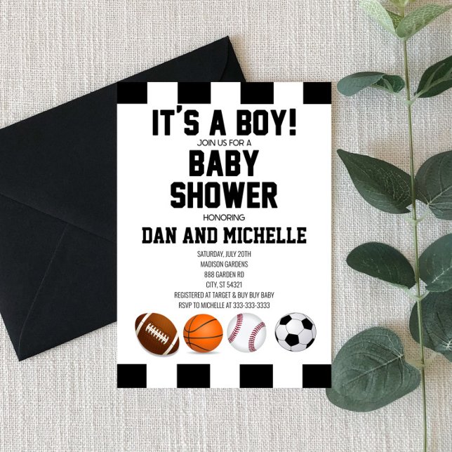 Sports Theme It's A Boy! Baby Shower Invite (Creator Uploaded)
