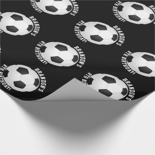 Sports Theme   Soccer Birthday Personalised Name Wrapping Paper