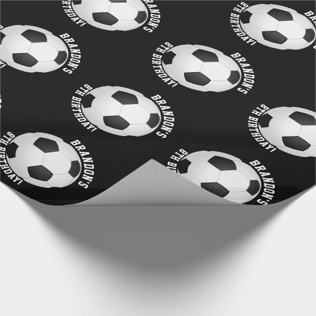 Sports Theme | Soccer Birthday Personalised Name Wrapping Paper (Corner)