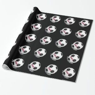 Sports Theme Soccer Birthday Personalised Name Wrapping Paper