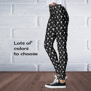 Sports theme trophy stars symbol pattern black leggings