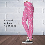 Sports theme trophy stars symbol pattern pink leggings<br><div class="desc">These leggings are a bright pink colour,  with a repeating pattern in a silvery grey.  Sports trophies and stars,  for a winning combination.</div>