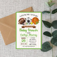 Sports Themed Baby Shower Invite 