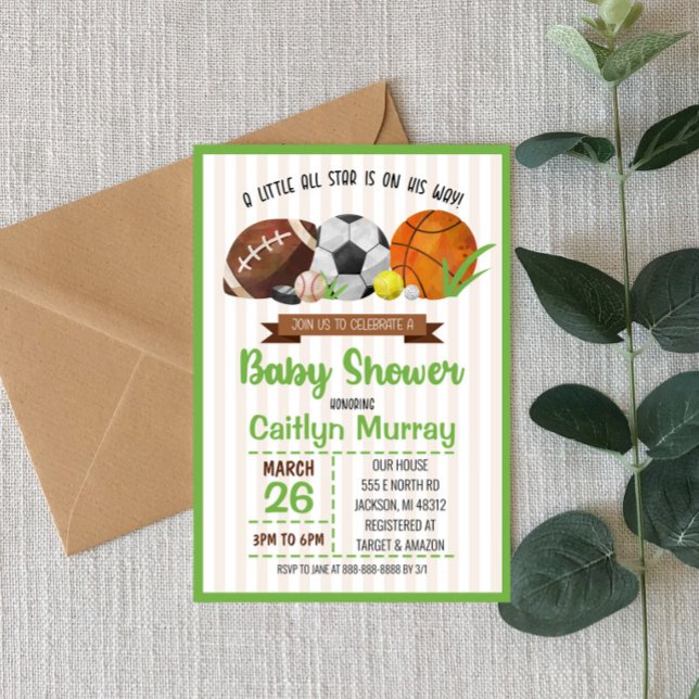 Sports Themed Baby Shower Invite  (Creator Uploaded)