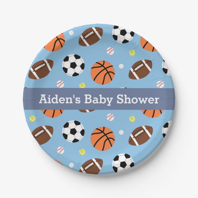 Sports Themed Baby Shower Party Supplies Paper Plate (Front)