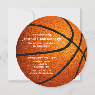 sports themed basketball birthday party announcement