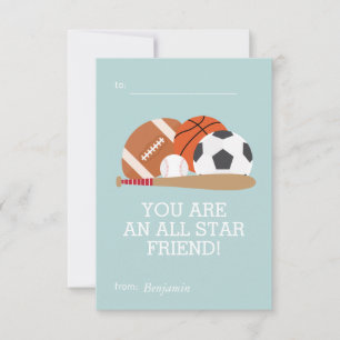 Sports-Themed Kids Classroom Valentines Invitation