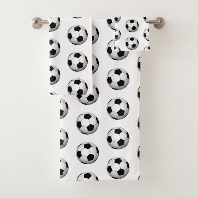 Sports themed soccer ball pattern towel set (Insitu)
