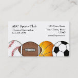 Sports Themed, White Business Card<br><div class="desc">Sports themed business card with baseball,  football,  basketball and soccer ball on white background.  Great choice for coaches or any sporting goods related businesses or organisations.Graphics©http://www.delightful-doodles.com/</div>