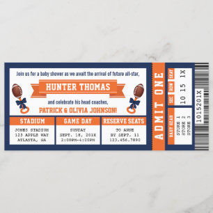 Sports Ticket Baby Shower Invitation, Blue, Orange Invitation