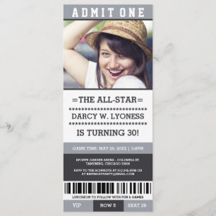 Sports Ticket Birthday Party Invites