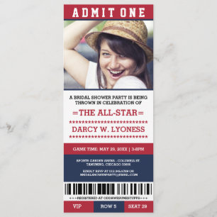 Sports Ticket Bridal Shower Party Invites