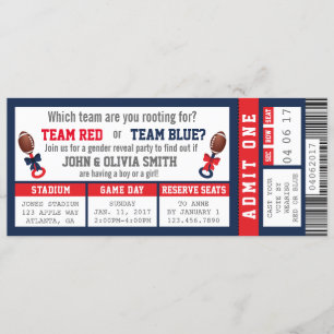Sports Ticket Gender Reveal Invitation, Football Invitation