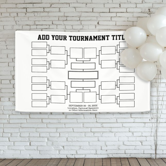 Sports Tournament Bracket - 16 Teams - White Banner (Custom Tournament Bracket Banner)