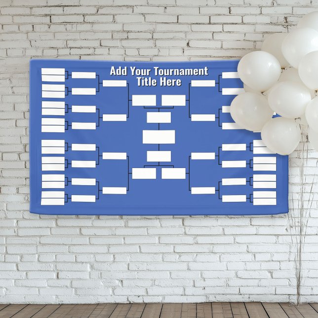 Sports Tournament Bracket - 32 Teams - Blue Banner (Custom Tournament Bracket Banner)
