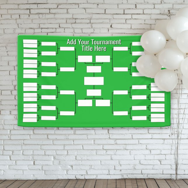 Sports Tournament Bracket - 32 Teams - Green  Banner (Custom Tournament Bracket Banner)
