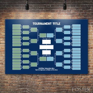 Sports Tournament Bracket - blue 32 teams 4 groups Poster