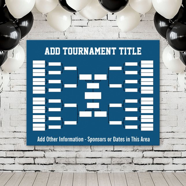 Sports Tournament Bracket blue Poster (Custom Tournament Bracket Poster)