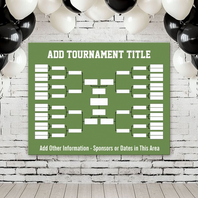 Sports Tournament Bracket - Green 32 teams Poster (Custom Tournament Bracket Poster)
