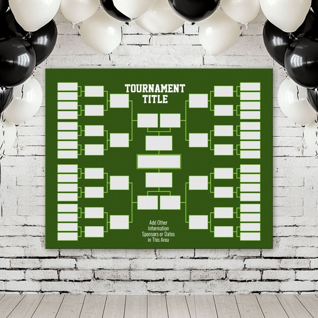 Sports Tournament Bracket - Green 32 teams Poster (Custom Tournament Bracket Poster)