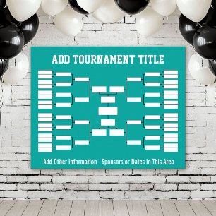 Sports Tournament Bracket Teal Poster