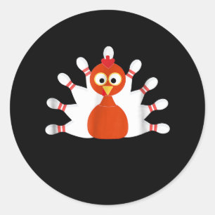 sports turkey and bowling  -  thanksgiving classic round sticker