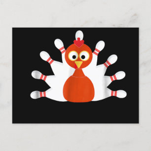 sports turkey and bowling  -  thanksgiving invitation postcard