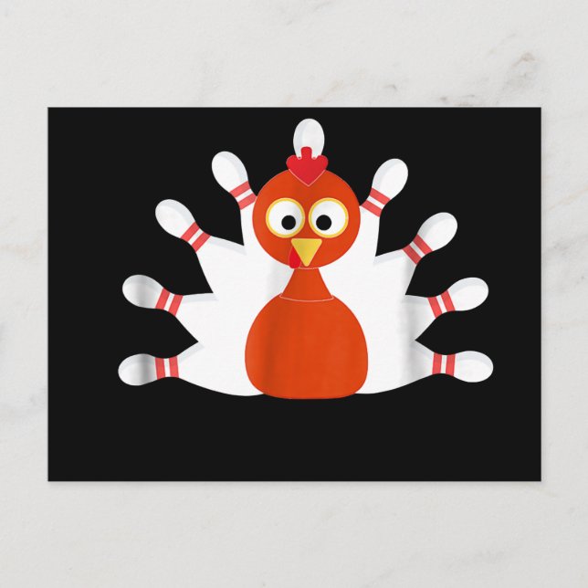 sports turkey and bowling  -  thanksgiving invitation postcard (Front)