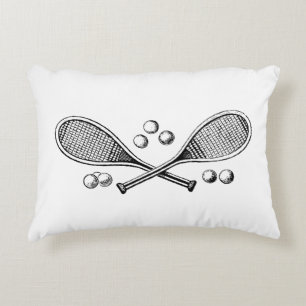 Sports Vintage Crossed Tennis Racquet Tennis Balls Decorative Cushion