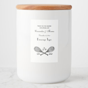 Sports Vintage Crossed Tennis Racquet Tennis Balls Food Label