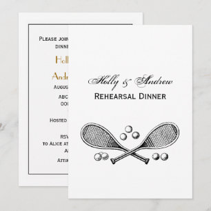 Sports Vintage Crossed Tennis Racquet Tennis Balls Invitation